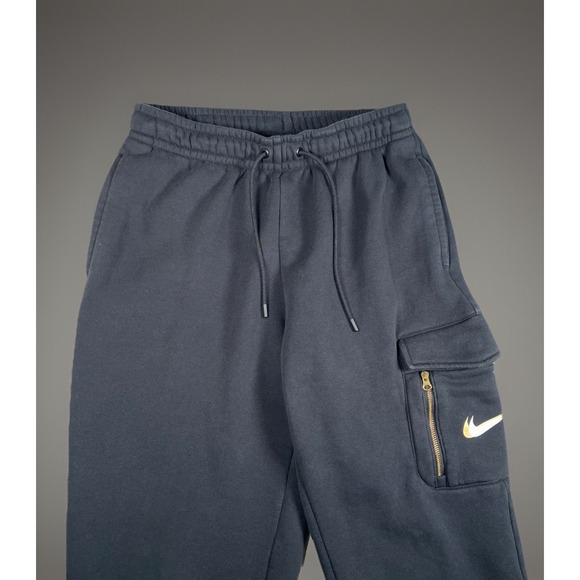 Nike Sportswear Zip Cargo Fleece Pants Women S Loose Fit Black Tapered Pockets - Picture 1 of 12